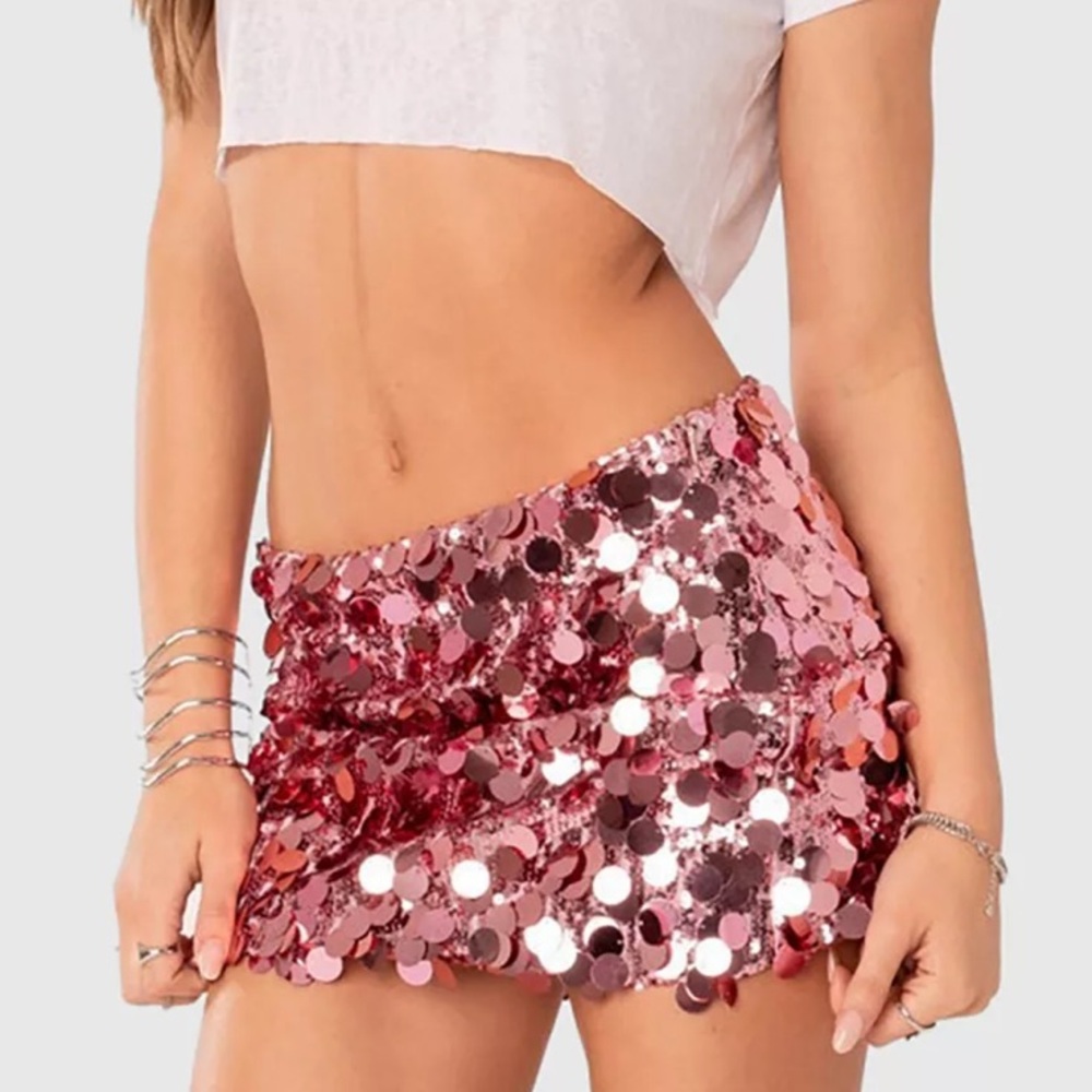 Edikted Pink Sequin Skort